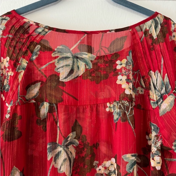 LC Lauren Conrad Red Floral Blouse - Picture 3 of 11